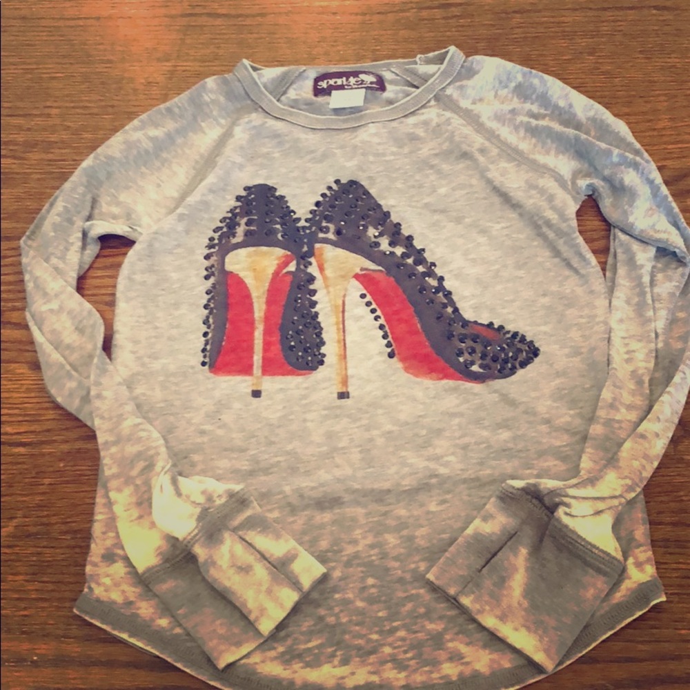 Bedazzled “shoe” long sleeve shirt
